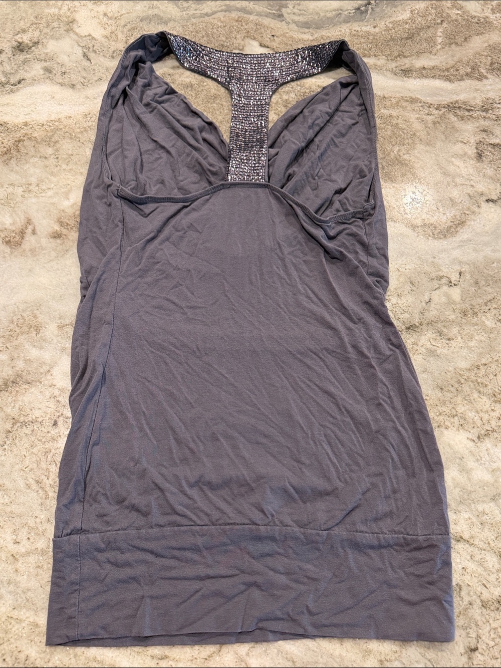 Daytrip Slate Gray Racerback Tank with Gathered Hem - Picture 3 of 4